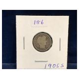 1905 S - USA Barber Silver 10 Cent Piece