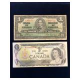 1937 & 1973 Bank of Canada $1 notes