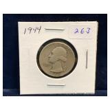 1944 - USA Washington Silver 25 Cent Piece