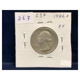 1946 D - USA Washington Silver 25 Cent Piece