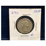 1950 - USA Washington Silver 25 Cent Piece