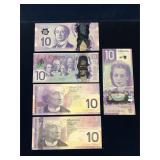 5 different Bank of Canada $10 notes