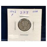 1942 - USA 'Mercury' Silver 10 Cent Piece