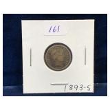 1893 S - USA Barber Silver 10 Cent Piece