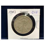 1943 - USA Liberty Walking Silver 50 Cent Piece