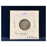 1899 S - USA Barber Silver 10 Cent Piece