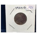 1934 D USA Buffalo Nickel