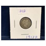 1912 D - USA Barber Silver 10 Cent Piece
