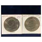 two 1971 D - USA Eisenhower Nickel Dollars