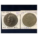 Two 1976 D - USA Eisenhower Nickel Dollars