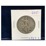 1927 S - USA Liberty Walking Silver 50 Cent Piece