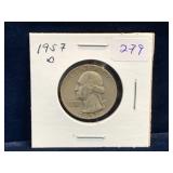 1957 D - USA Washington Silver 25 Cent Piece