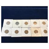 ten 1942-1949 USA Lincoln Wheat Ears Pennies