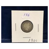 1901 - USA Barber Silver 10 Cent Piece