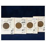 1935, 36, 37D, 38D USA Lincoln Wheat Ears Pennies