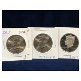 2012P, 12D, 12S - USA Kennedy Nickel Half Dollars