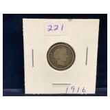 1916 - USA Barber Silver 10 Cent Piece