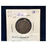 1869 USA Shield Nickel