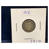 1914 - USA Barber Silver 10 Cent Piece