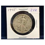 1945 - USA Liberty Walking Silver 50 Cent Piece