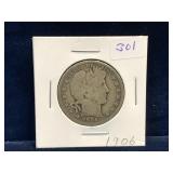 1906 - USA Barber Silver 50 Cent Piece