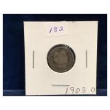 1903 O - USA Barber Silver 10 Cent Piece