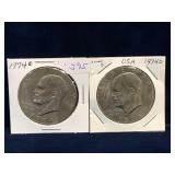 Two 1974  D - USA Eisenhower Nickel Dollars