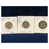 1945 D, 45 P, 45 P - USA Jefferson Nickels