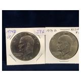 Two 1974  D - USA Eisenhower Nickel Dollars