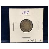 1906 S - USA Barber Silver 10 Cent Piece