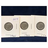 1965, 1966, 1967 USA Roosevelt Dimes