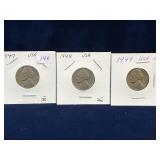 1947, 48, 49 - USA Jefferson Nickels
