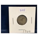 1909 - USA Barber Silver 10 Cent Piece