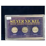 1943P, 44D, 43S - USA Mint Mark Nickels set