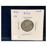 1943 - USA 'Mercury' Silver 10 Cent Piece