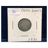 1866 USA Three-Cent Coin