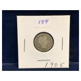 1905 - USA Barber Silver 10 Cent Piece