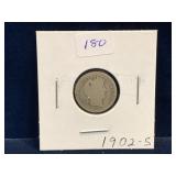 1902 S - USA Barber Silver 10 Cent Piece