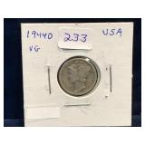 1944 D - USA 'Mercury' Silver 10 Cent Piece