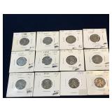 12 -1943 & 43S USA Lincoln Wheat Ears Zinc Pennies