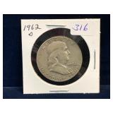 1962 D - USA Franklin Silver 50 Cent Piece
