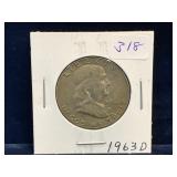 1963 D - USA Franklin Silver 50 Cent Piece