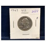 1947 - USA Washington Silver 25 Cent Piece