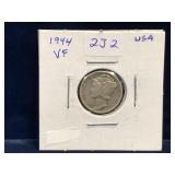 1944 - USA 'Mercury' Silver 10 Cent Piece