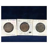 three 1860 - UK Half Penny coins