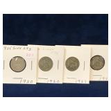 1920, 20, 21, 22 UK Silver Six Pence Coins