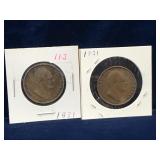 two 1831 - UK Half Penny coins