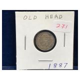 1887 Old Head UK Silver 3 Pence