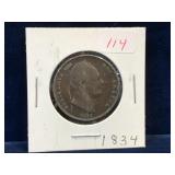 1834 - UK Half Penny