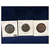 1900, 01, 02 - UK Half Penny coins (1 money)